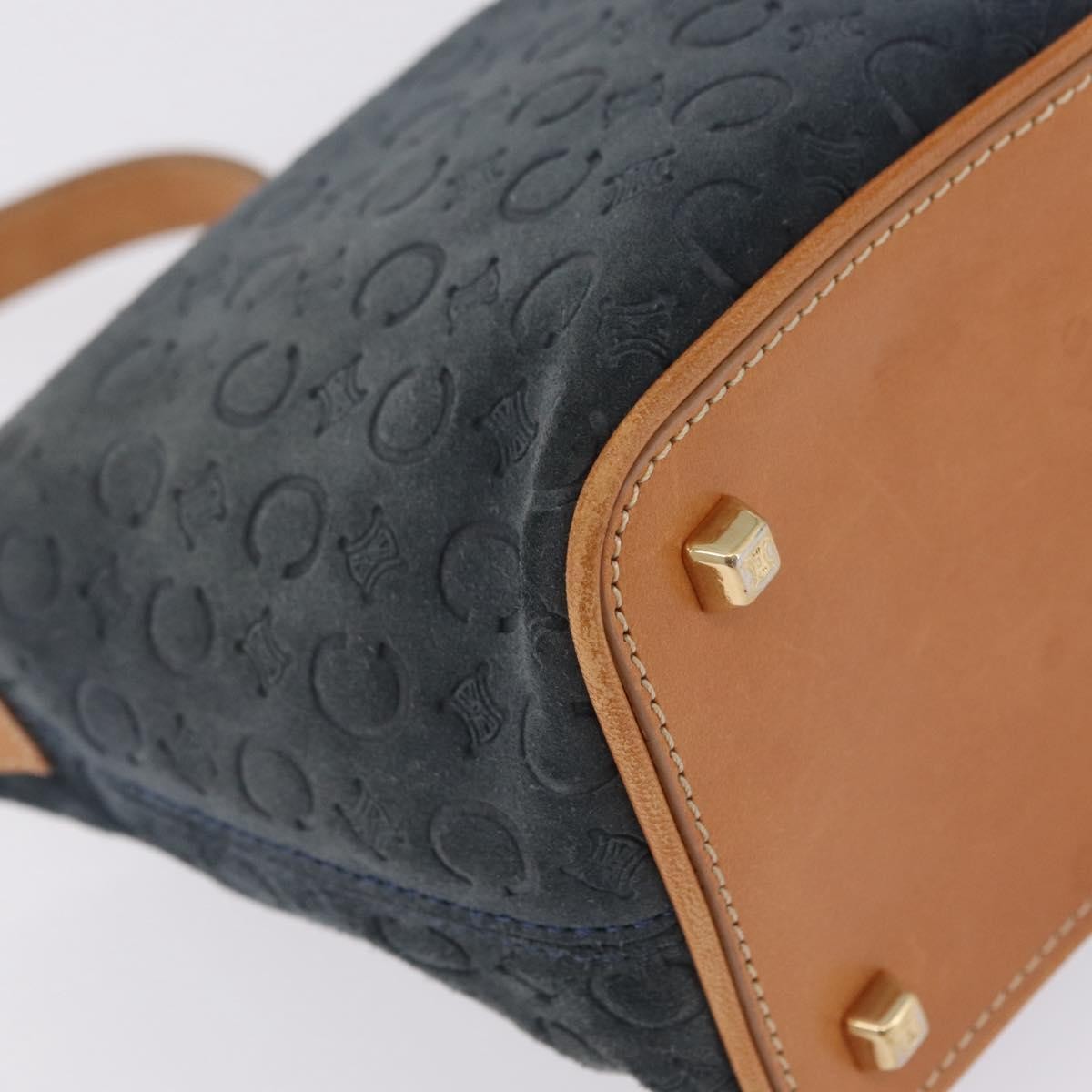 Celine C Macadam Shoulder Suede, Navy, Suede, Handbag
