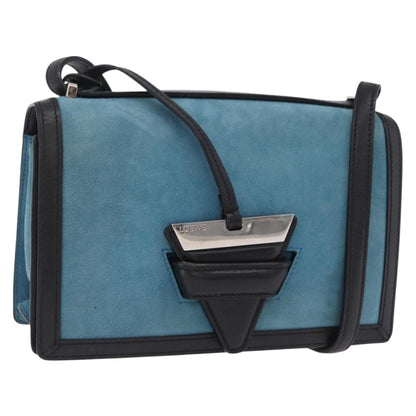 Loewe Barcelona Suede with Leather, Blue, Suede, Shoulder Bag