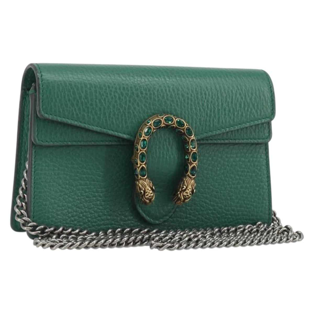 Gucci Dionysus Leather, Green, Leather, Shoulder Bag