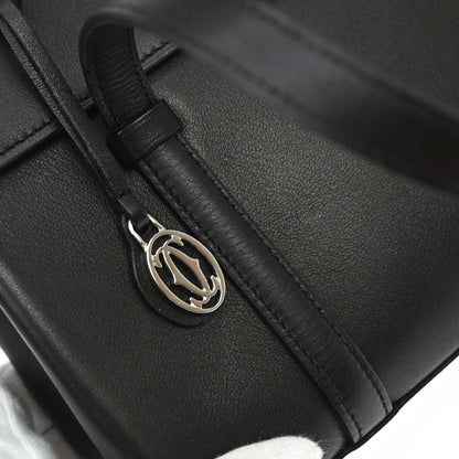 Cartier Cabochon Leather, Black, Leather, Handbag