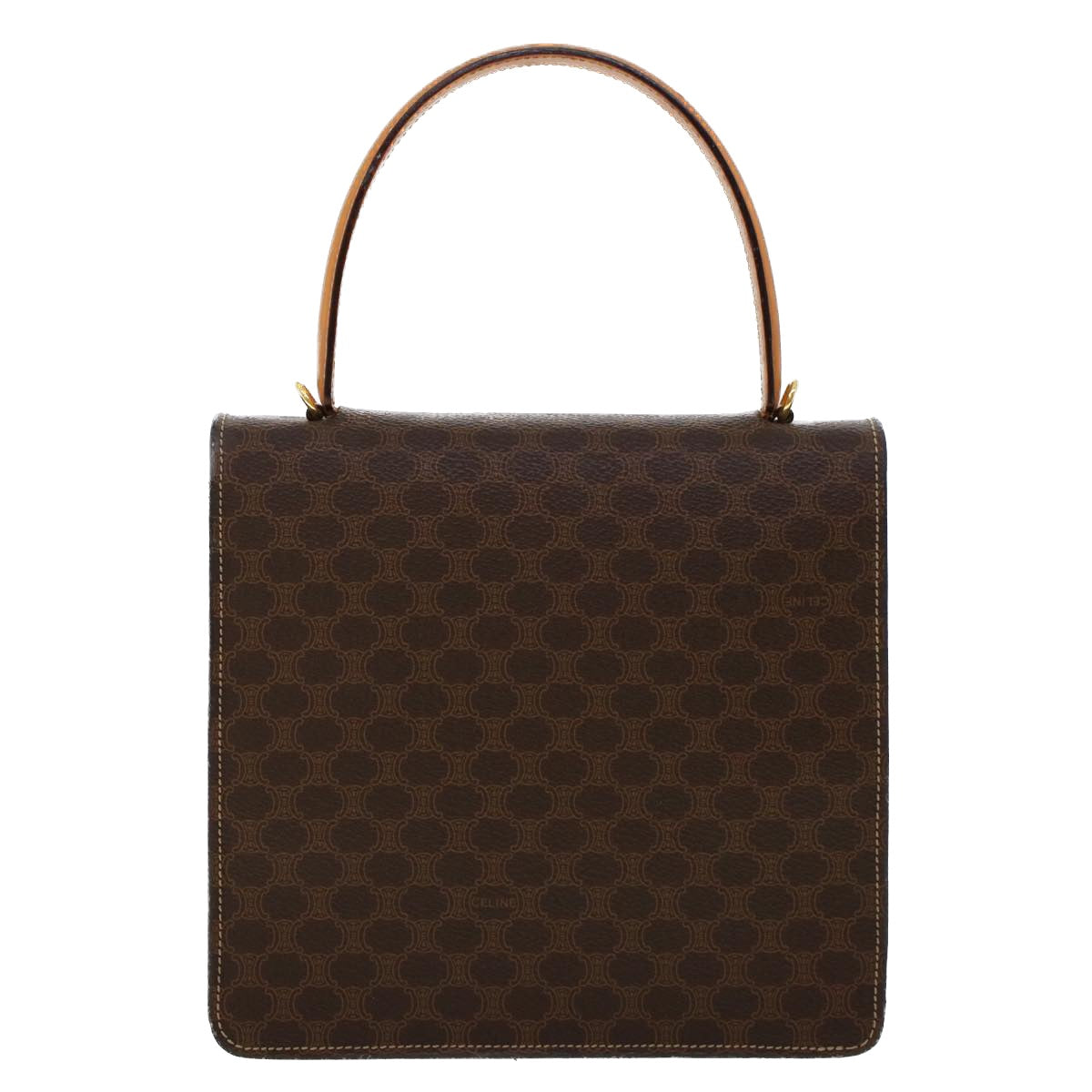 Celine Macadam Handbag Macadam with leather, BROWN, LEATHER, Handbag