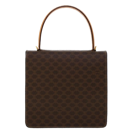 Celine Macadam Handbag Macadam with leather, BROWN, LEATHER, Handbag