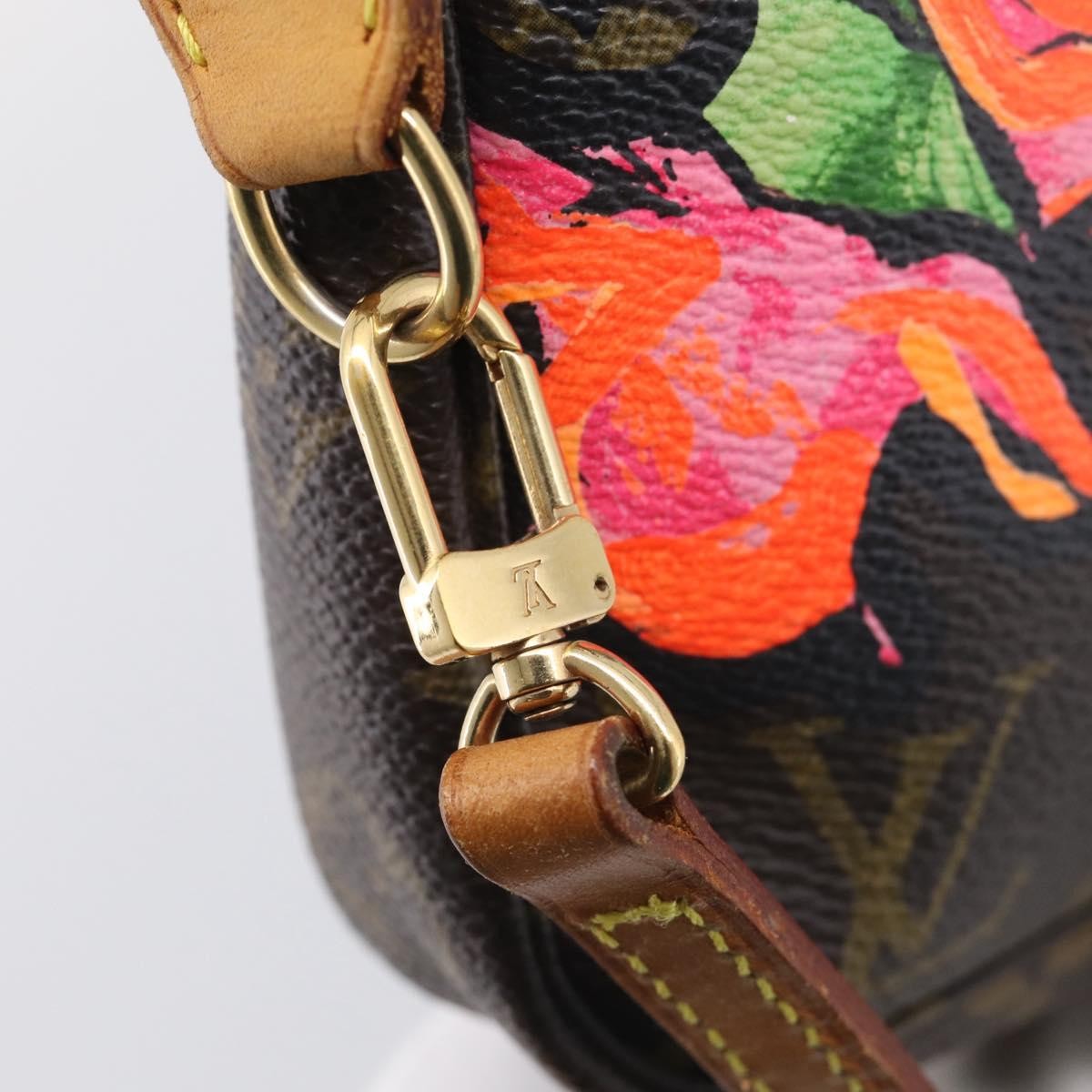 Louis Vuitton Pochette Accessoires Limited Edition Monogram Roses, Multicolour, Canvas, Clutch