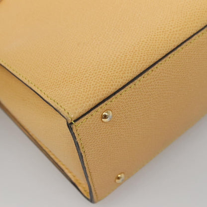 Celine Vintage Turnlock Leather, Yellow, Leather, Handbag