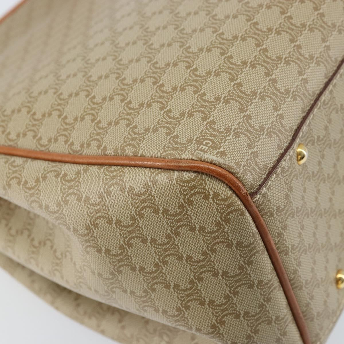 Celine Vintage Macadam Shopper Coated Canvas, Beige, Canvas, Tote Bag