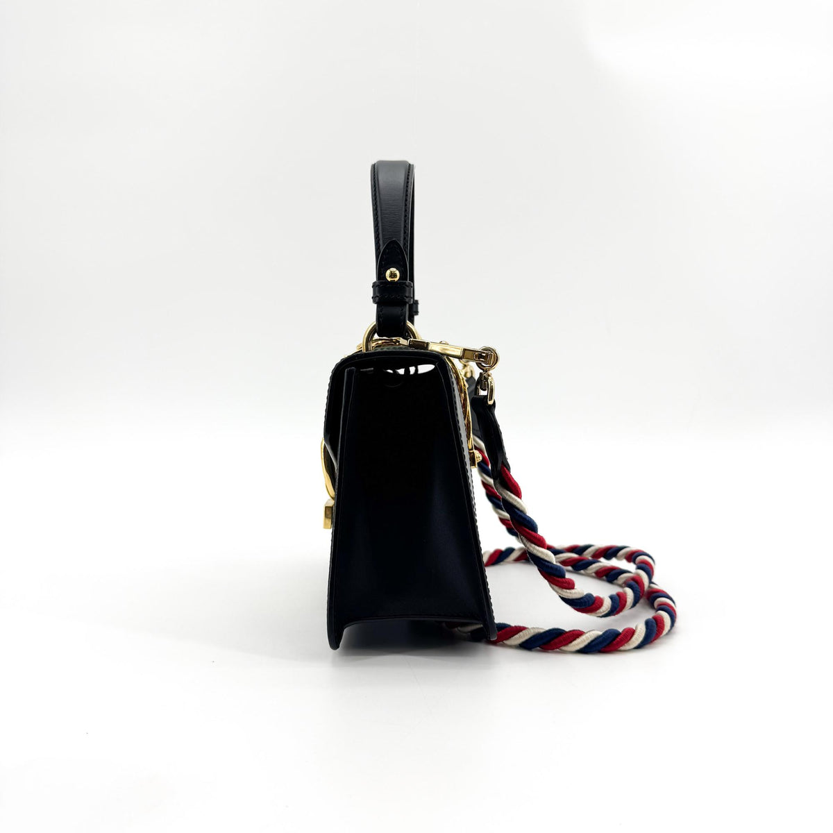 Gucci Sylvie Top Handle Leather, Black, Leather, Handbag