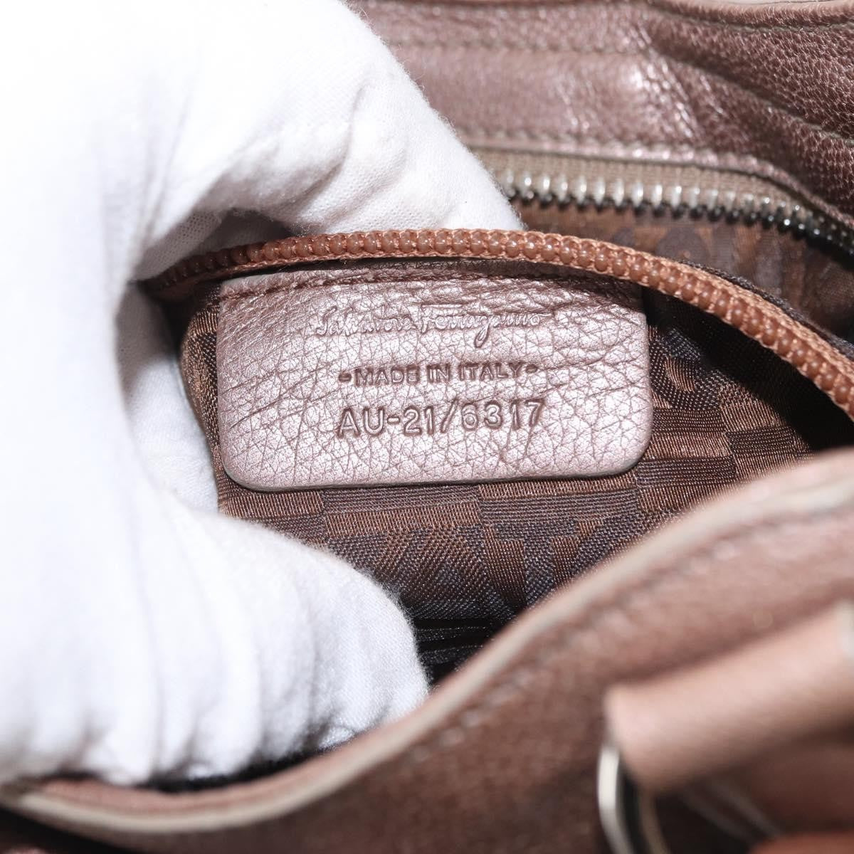 Salvatore Ferragamo Gancini Leather, Beige, Leather, Handbag