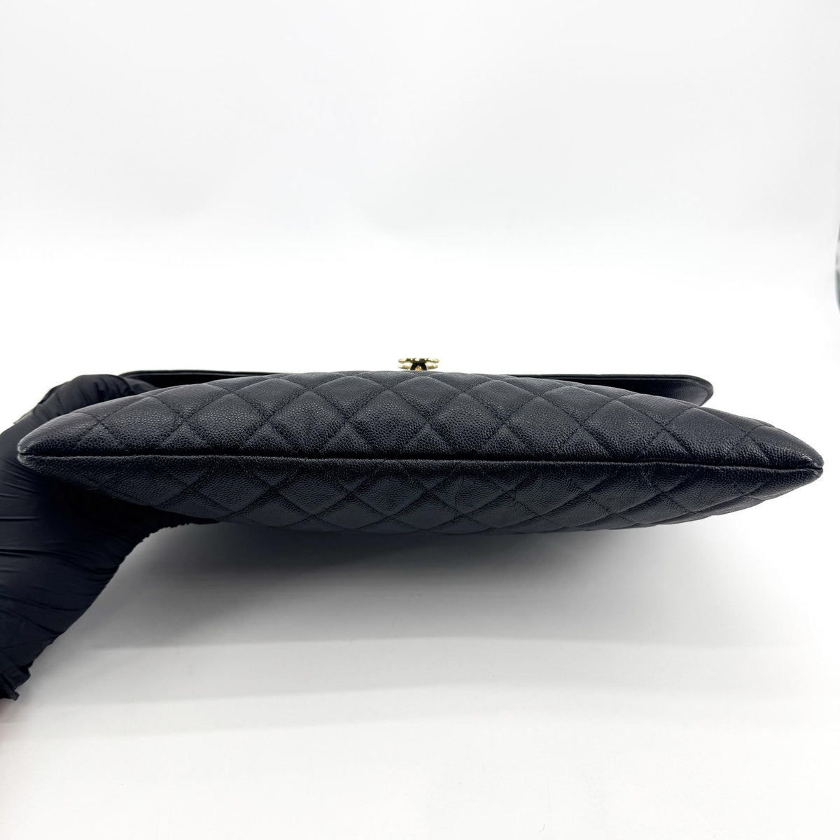 Chanel Golden Class O Case Clutch Quilted Caviar, Black, Leather, Clutch