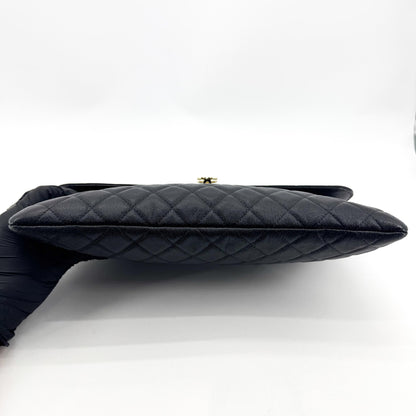 Chanel Golden Class O Case Clutch Quilted Caviar, Black, Leather, Clutch