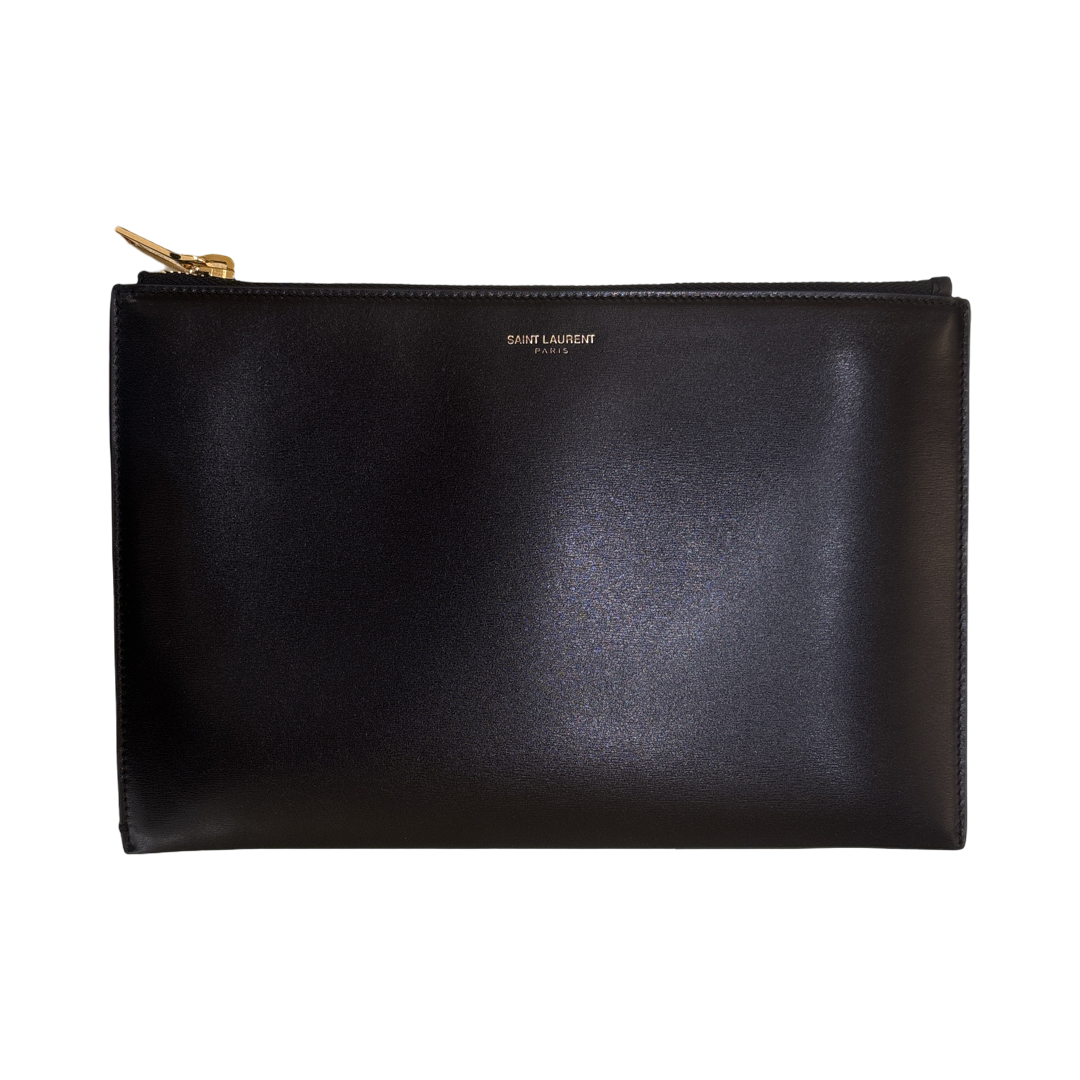 Saint Laurent Zip Leather, Black, Leather, Wallet