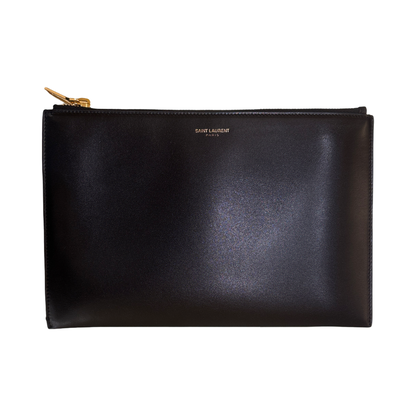 Saint Laurent Zip Leather, Black, Leather, Wallet