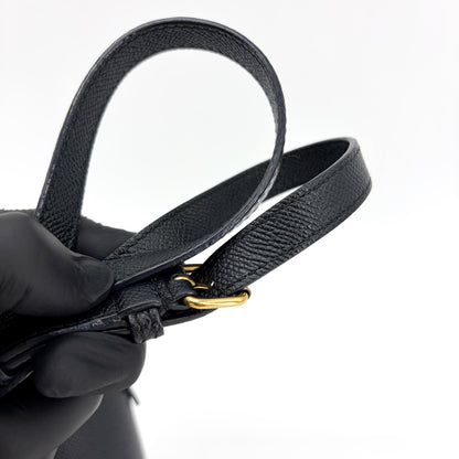 Balenciaga Logo Ville Leather, Black, Leather, Handbag