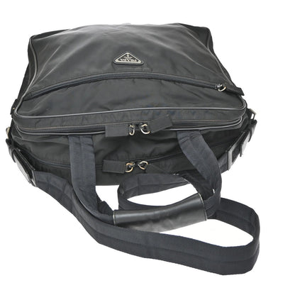 Prada Expandable Front Zip Boston Tessuto, Black, Nylon, Handbag