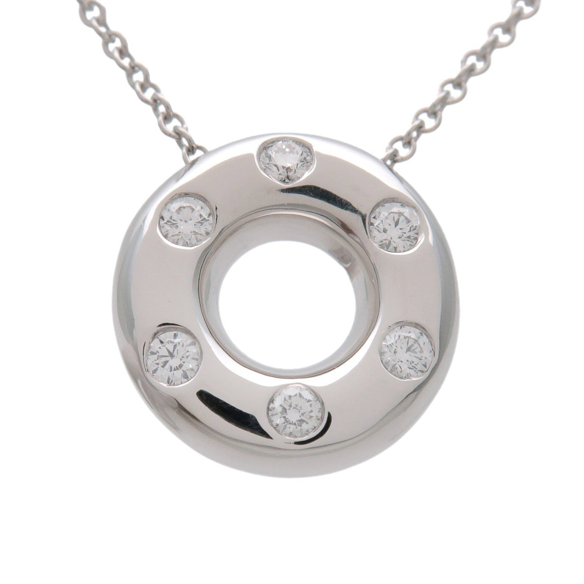 Tiffany & Co. Etoile Circle Donut Pendant Platinum with Diamonds, Silver, Platinum, Necklace