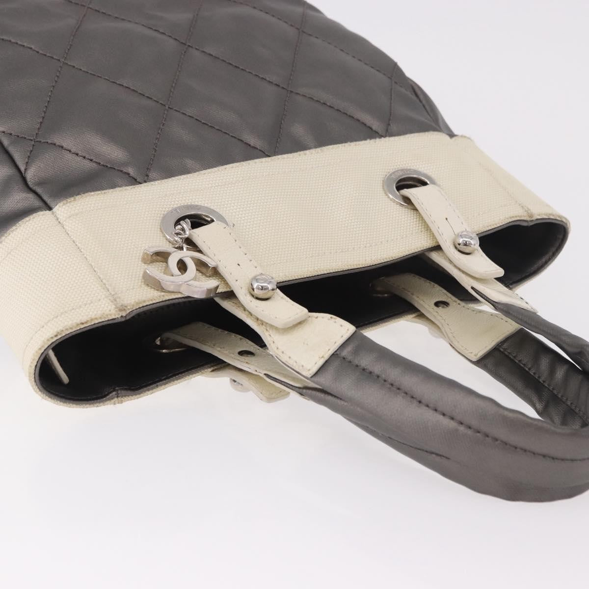 Chanel Biarritz Quilted Canvas, Gray, Canvas, Tote Bag