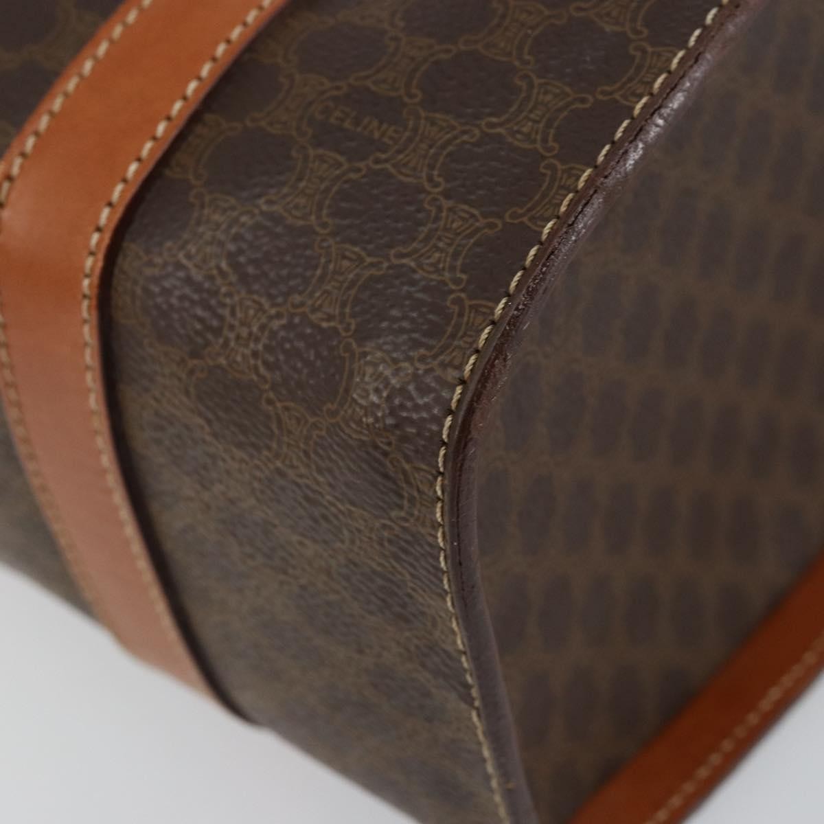 Celine Vintage Macadam Macadam, Brown, Canvas, Handbag