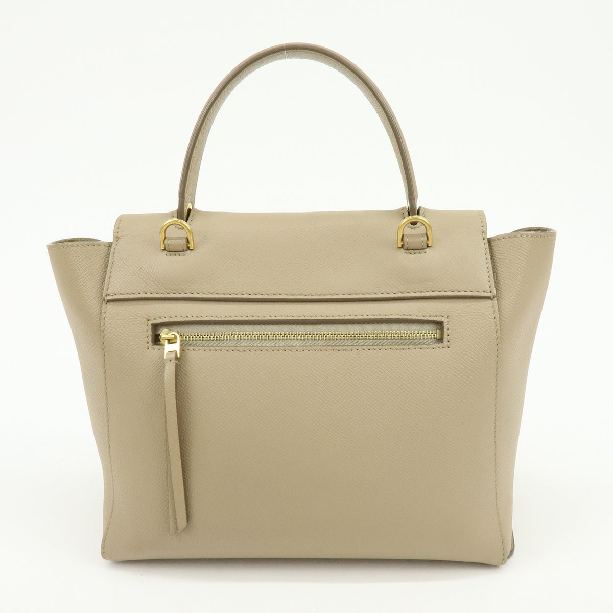 Celine Belt Textured Leather, Beige, Leather, Handbag