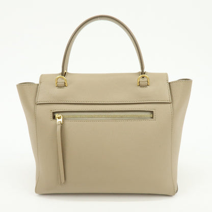 Celine Belt Textured Leather, Beige, Leather, Handbag