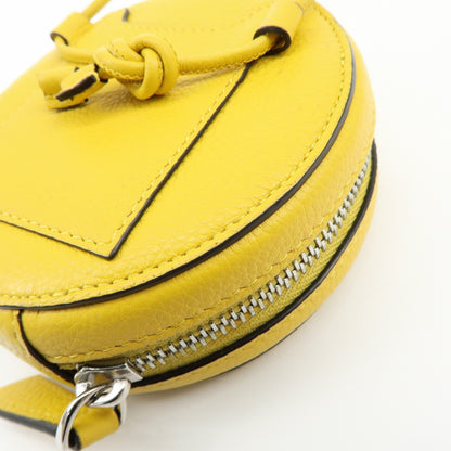Fendi Vintage FF Round Embossed Leather, Yellow, Leather, Crossbody Bag