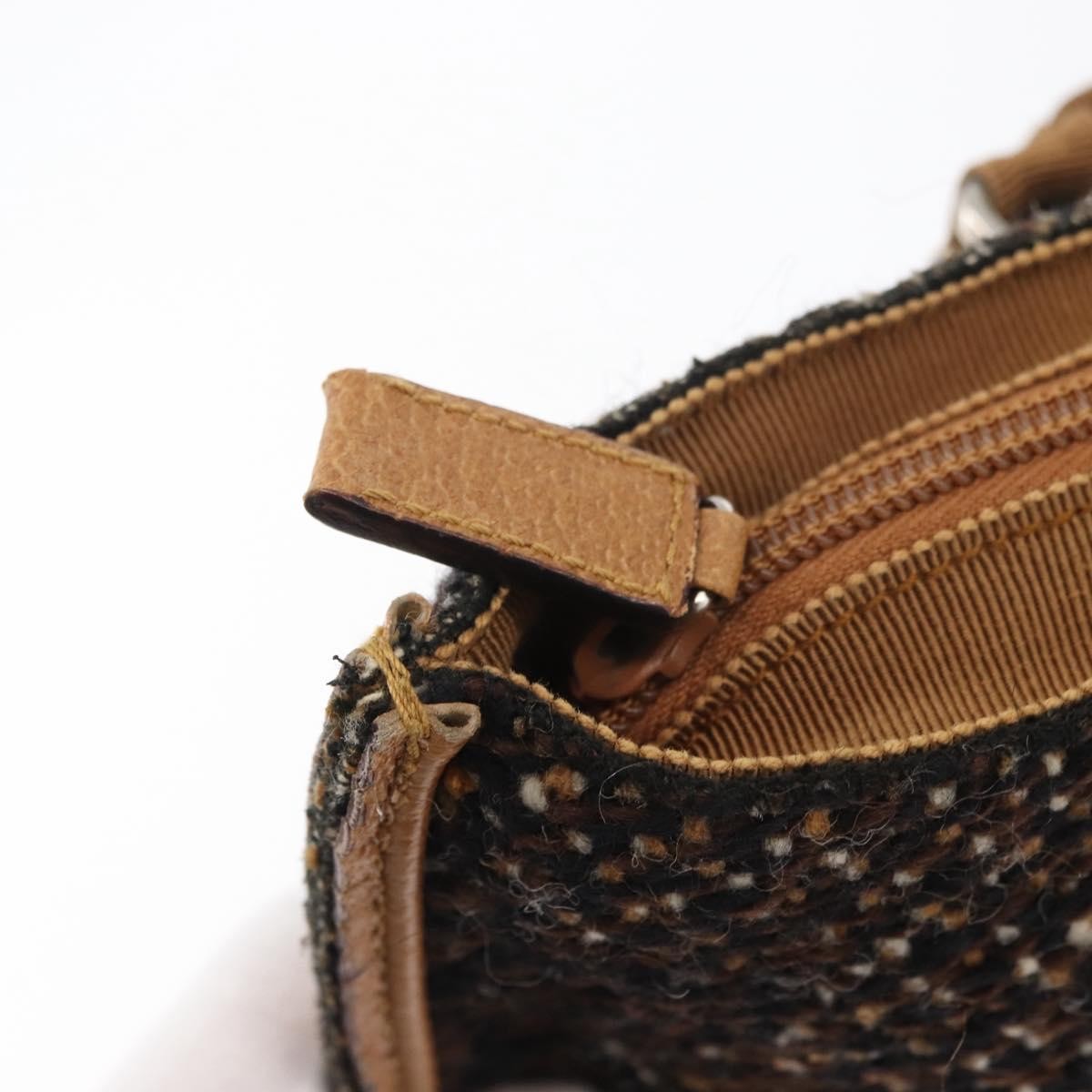Prada Convertible Open Tweed, Brown, Canvas, Tote Bag