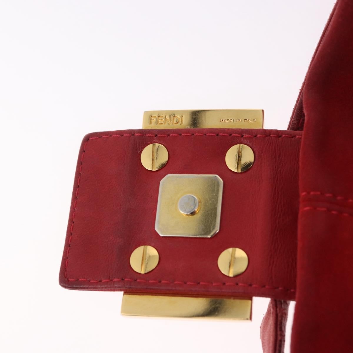 Fendi Baguette Leather, Red, Suede, Shoulder Bag