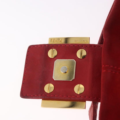 Fendi Baguette Leather, Red, Suede, Shoulder Bag