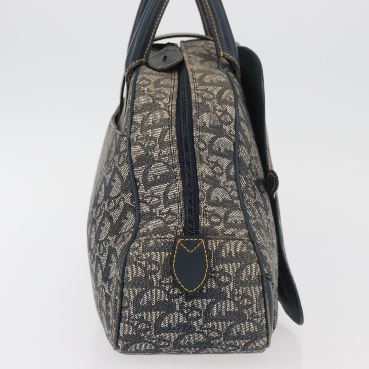 Christian Dior Vintage Saddle Bowler Diorissimo Canvas, Navy, Canvas, Handbag