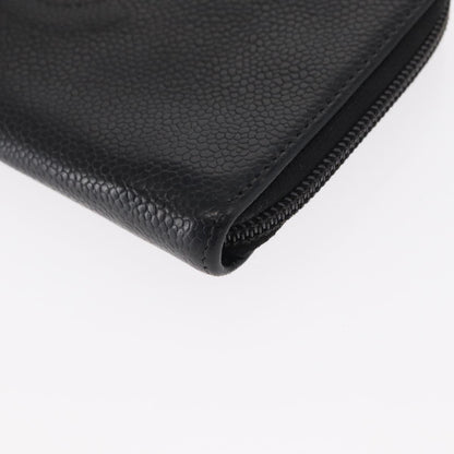 Chanel CC Zip Around Wallet Stitched Lambskin, BLACK, LEATHER, Wallets