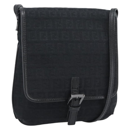 Fendi Shoulder Zucchino Canvas, Black, Canvas, Shoulder Bag