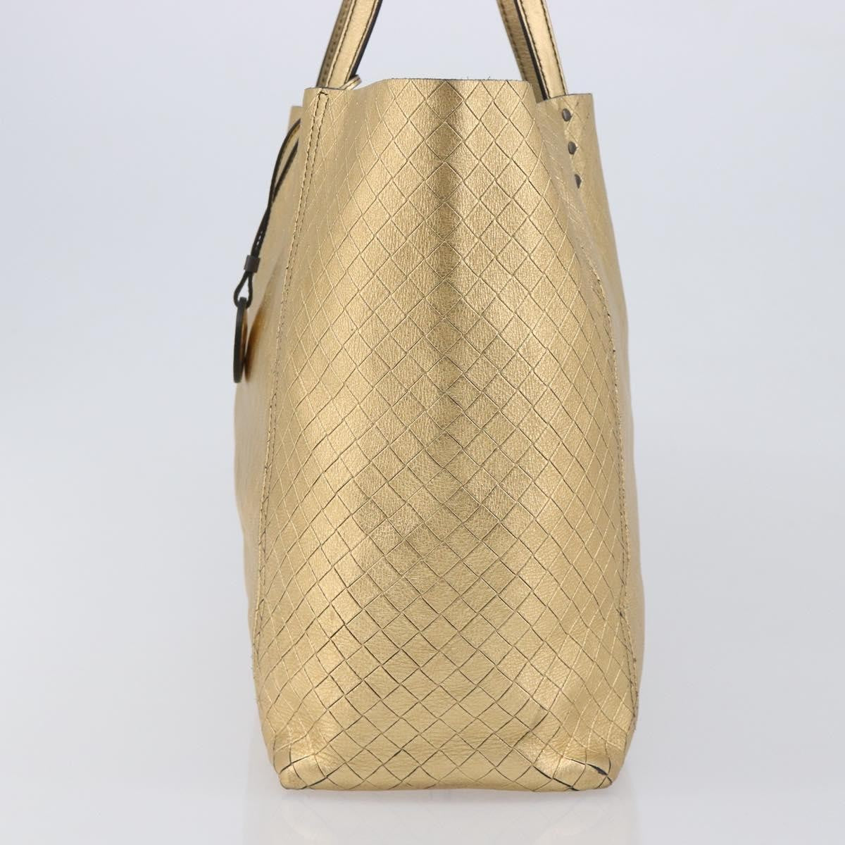 Bottega Veneta Intrecciomirage Leather, Gold, Leather, Tote Bag