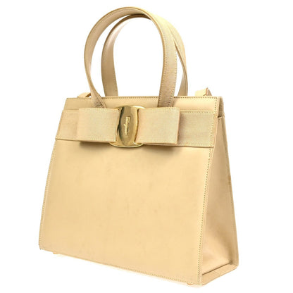 Salvatore Ferragamo Convertible Vara Bow Tote Leather, Beige, Leather, Handbag