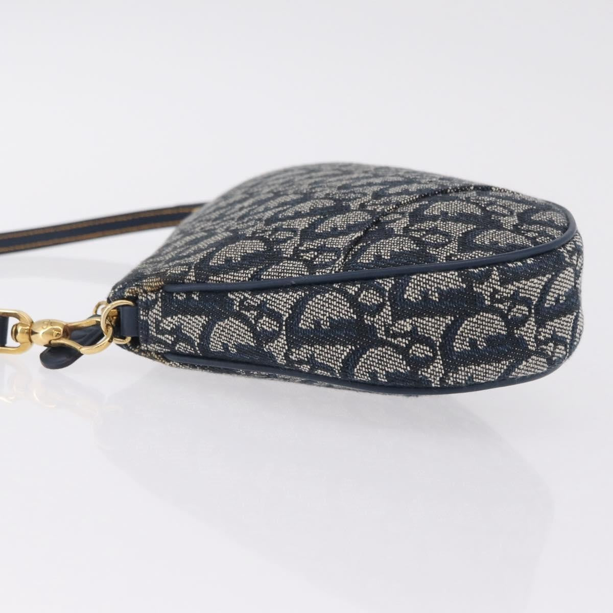 Christian Dior Vintage Saddle Bag Canvas, Navy, Canvas, Clutch