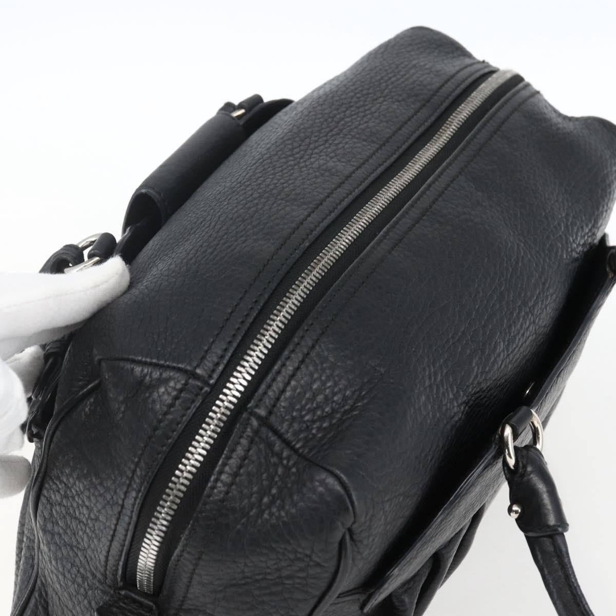 Salvatore Ferragamo Gancini Buckle Leather, Black, Leather, Shoulder Bag