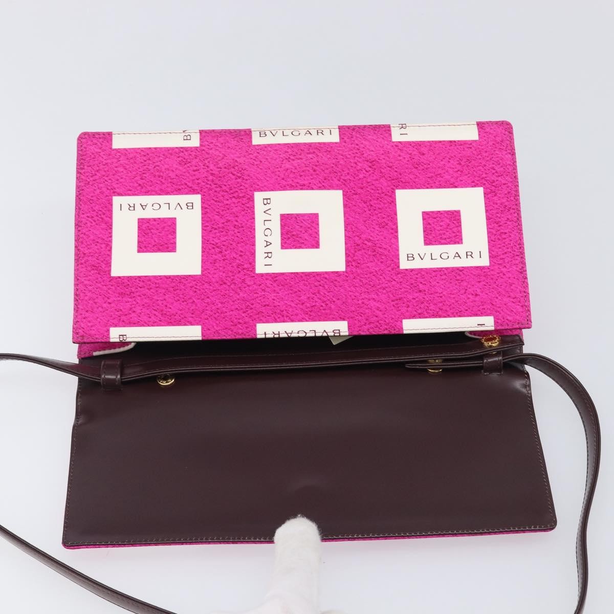 Bvlgari Clutch Canvas and Leather, Pink, Canvas, Clutch