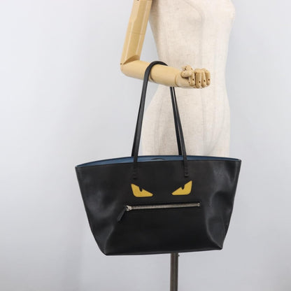 Fendi Monster Roll Leather, Black, Leather, Tote Bag