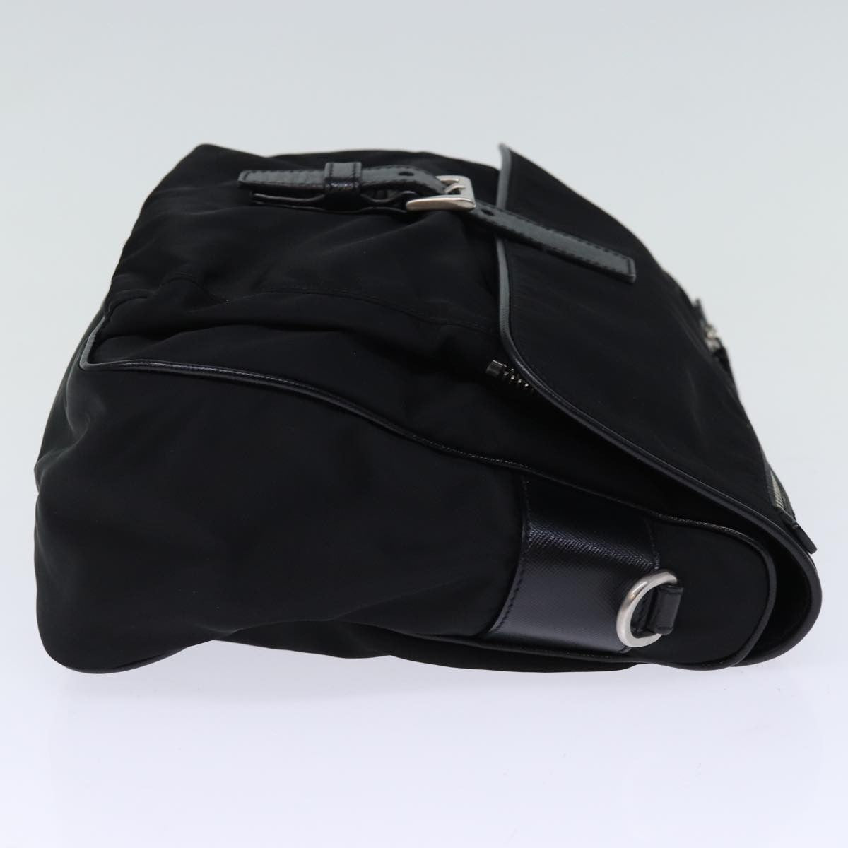 Prada Buckle Messenger Tessuto, Black, Nylon, Shoulder Bag