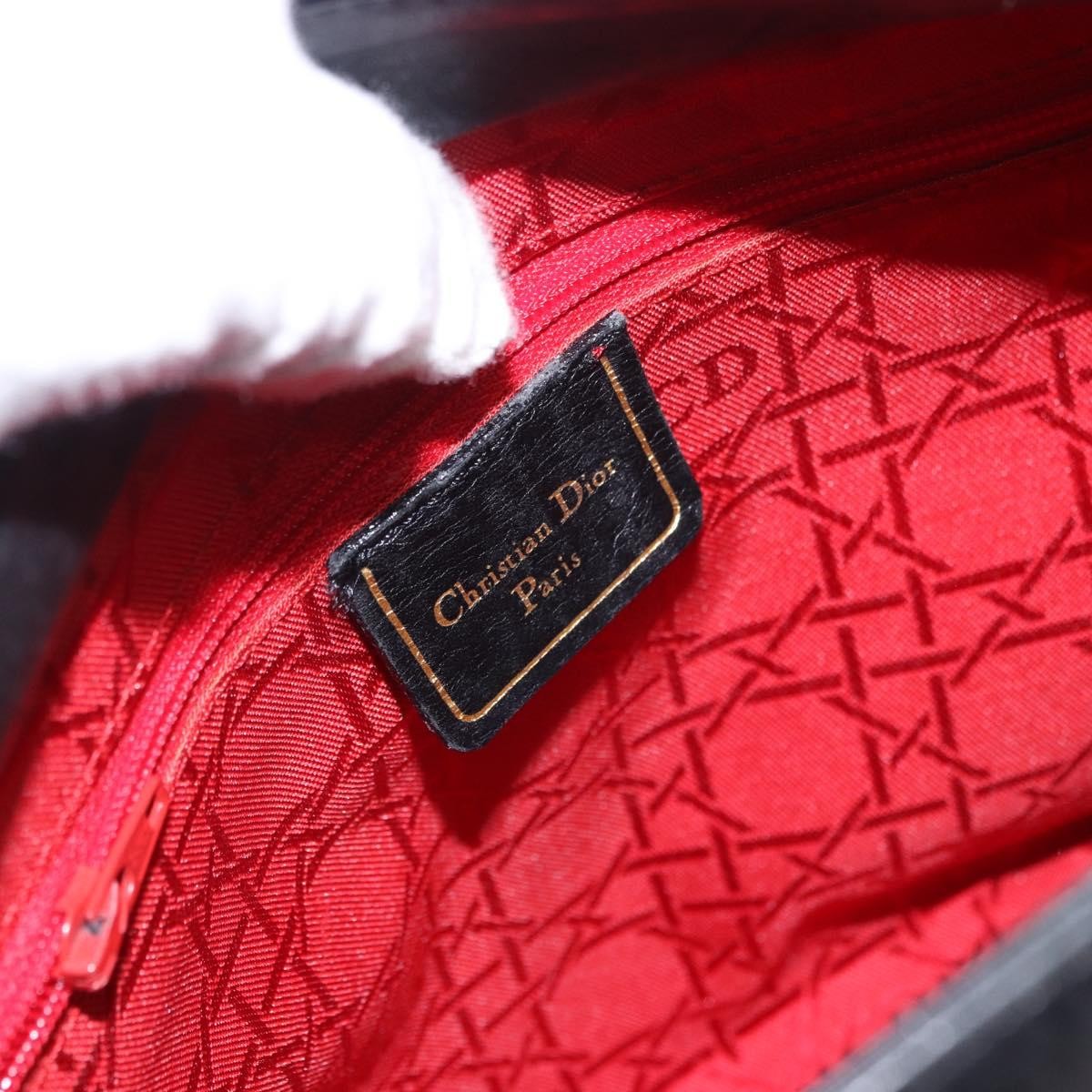 Christian Dior Vintage Lady Dior Leather, Black, Leather, Handbag