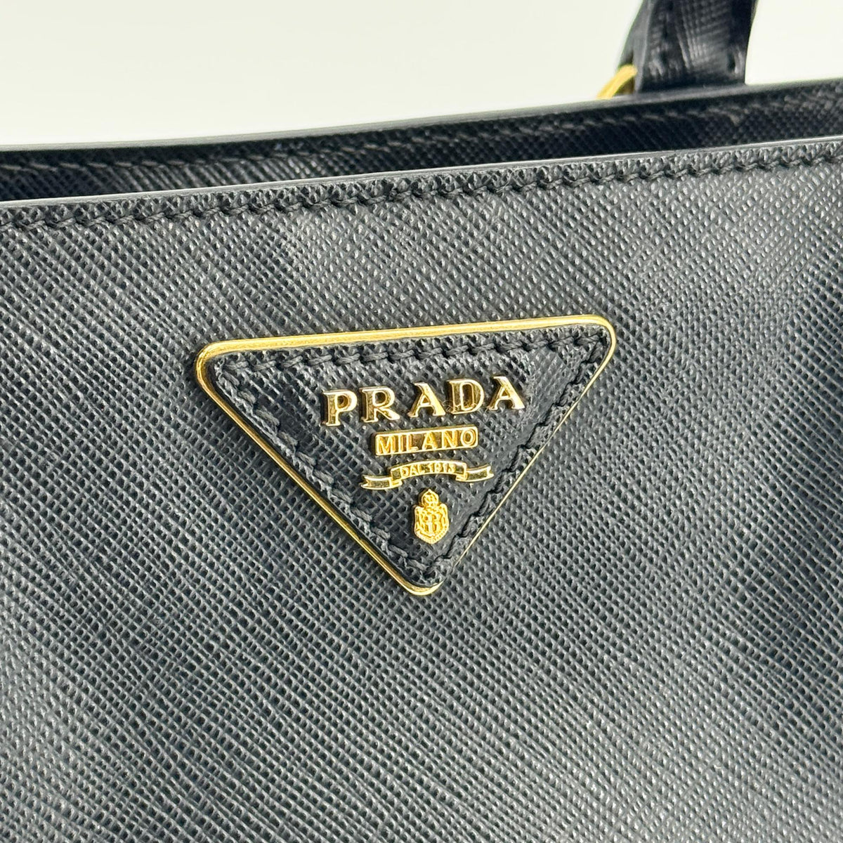 Prada Galleria Double Zip Spazzolato Leather, Black, Leather, Tote Bag