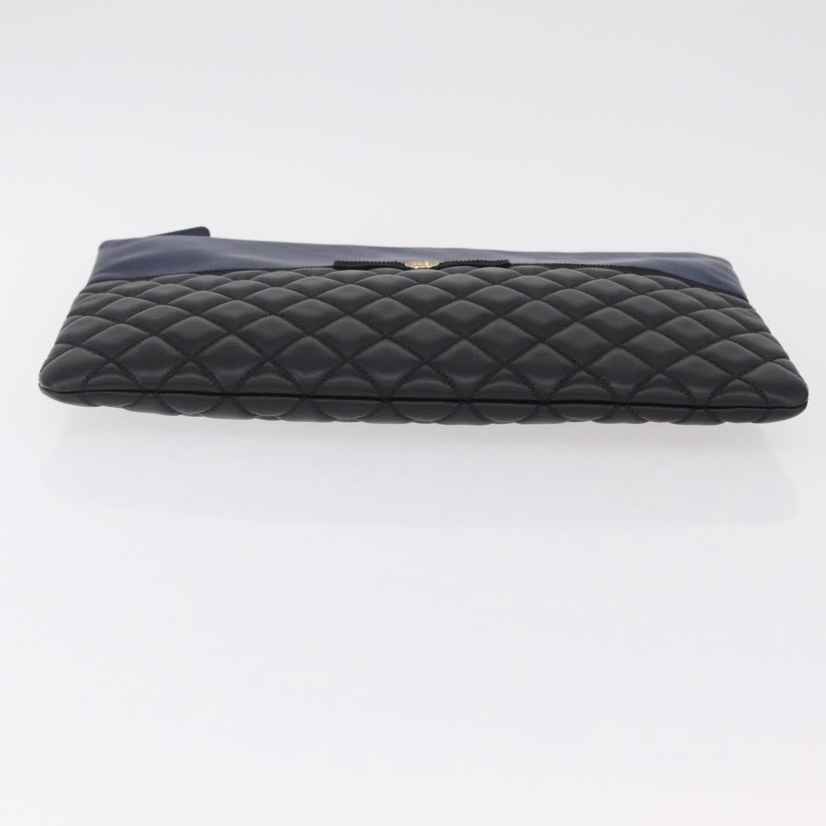 Chanel Bicolor Boy O Case Clutch Lambskin, Black, Leather, Clutch