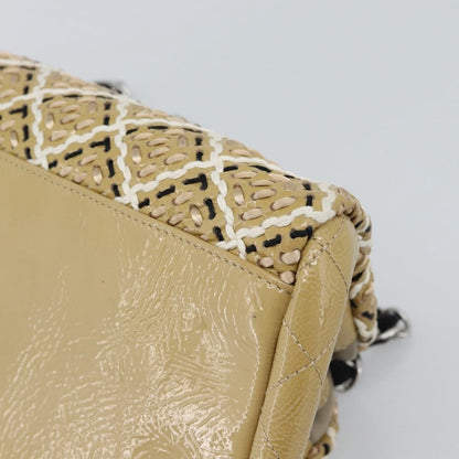 Chanel Just Mademoiselle Quilted Patent, Beige, Patent Leather, Handbag