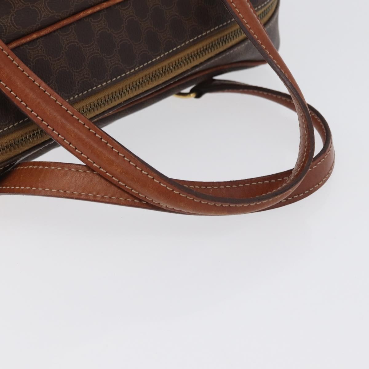 Celine Vintage Macadam Canvas and Leather, Brown, Canvas, Handbag