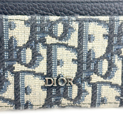 Christian Dior Card Holder Oblique Canvas and Leather, Black, Canvas, Card Holder