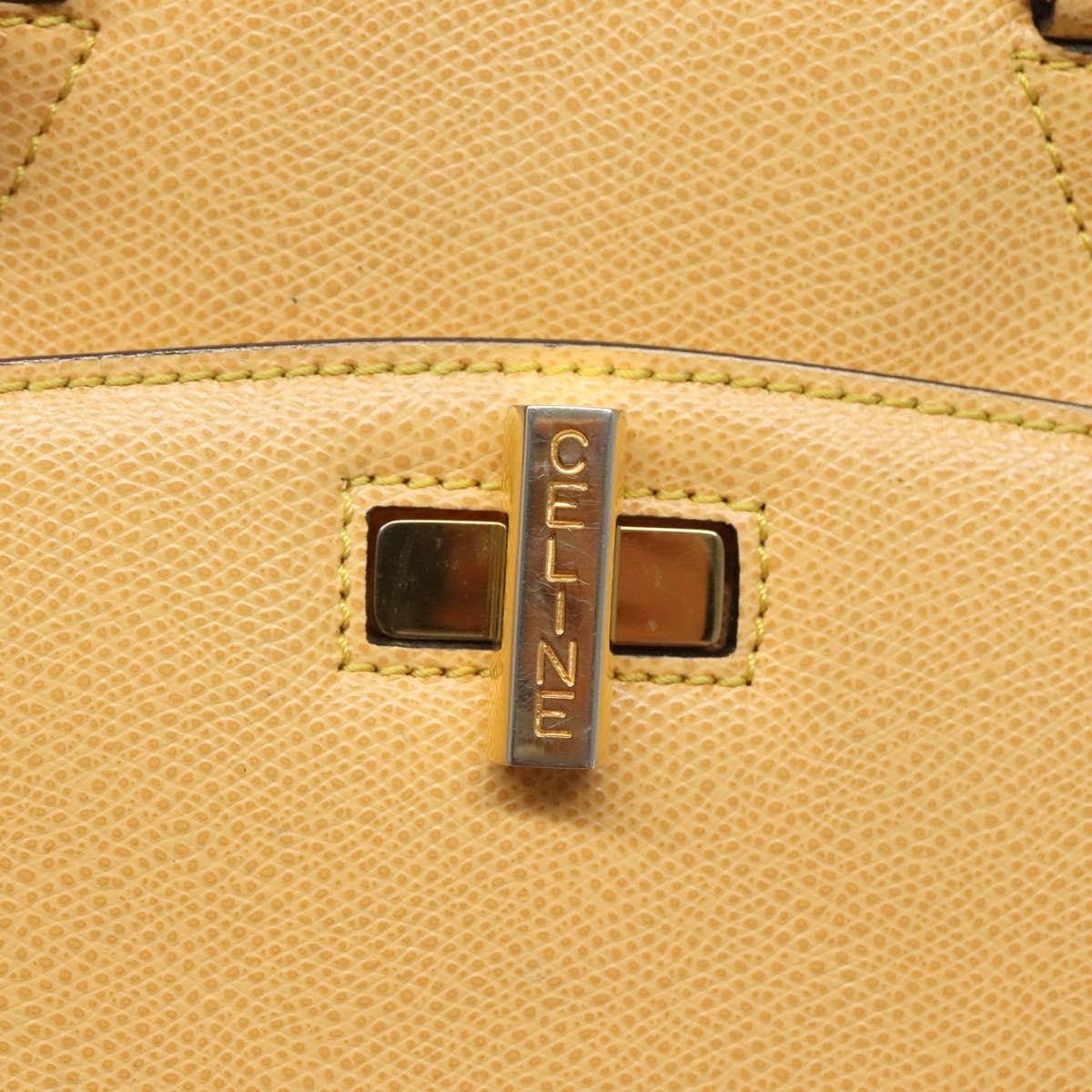 Celine Vintage Turnlock Leather, Yellow, Leather, Handbag