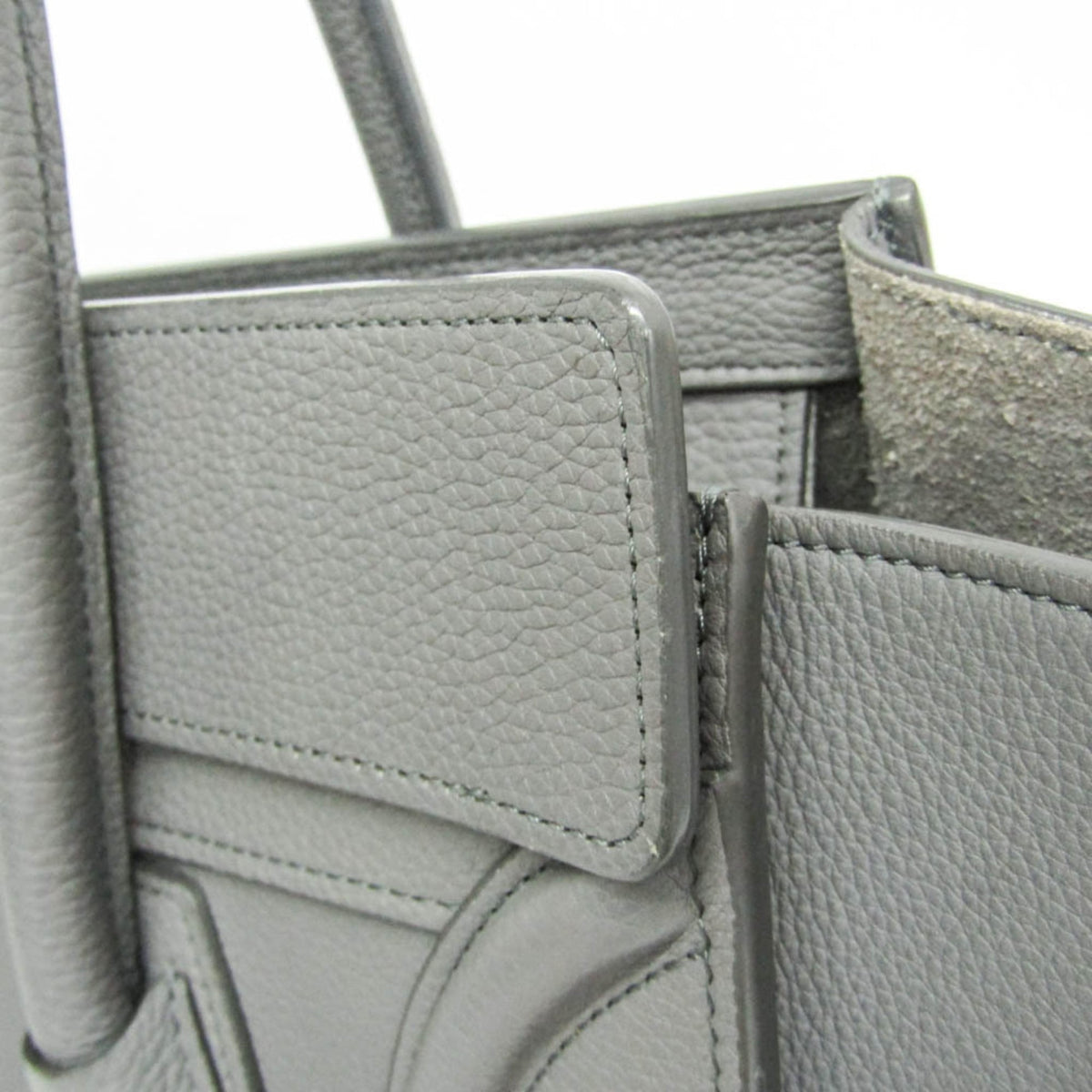 Celine Luggage Smooth Leather, Gray, Leather, Handbag