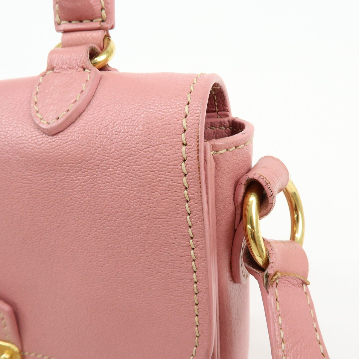 Miu Miu Madras Top Handle Leather, Pink, Leather, Handbag