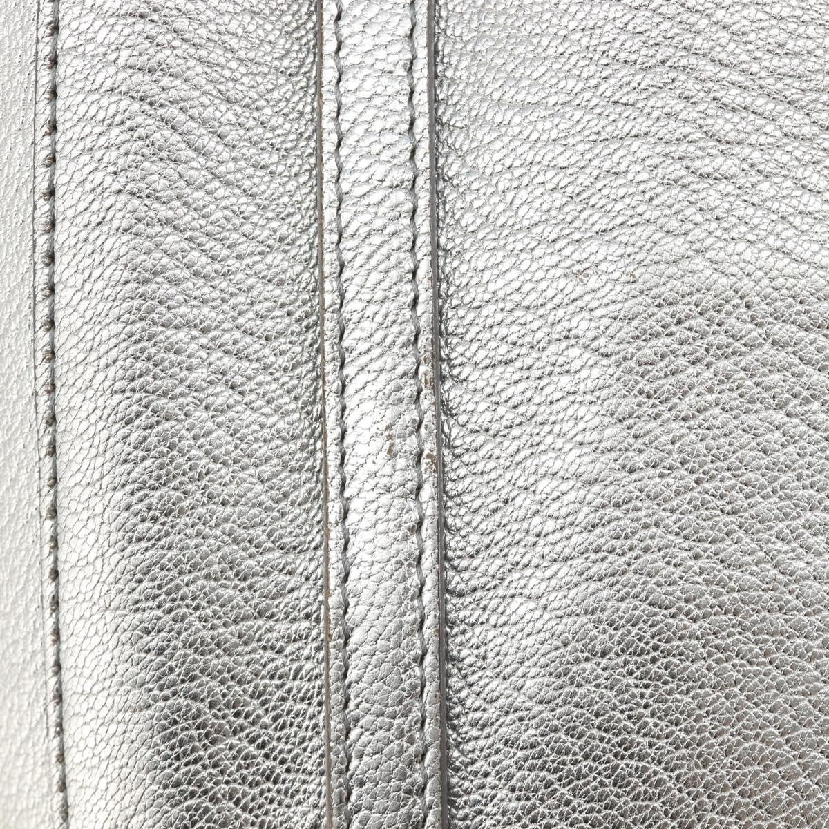 Balenciaga Everyday Glitter Leather, Silver, Leather, Tote Bag