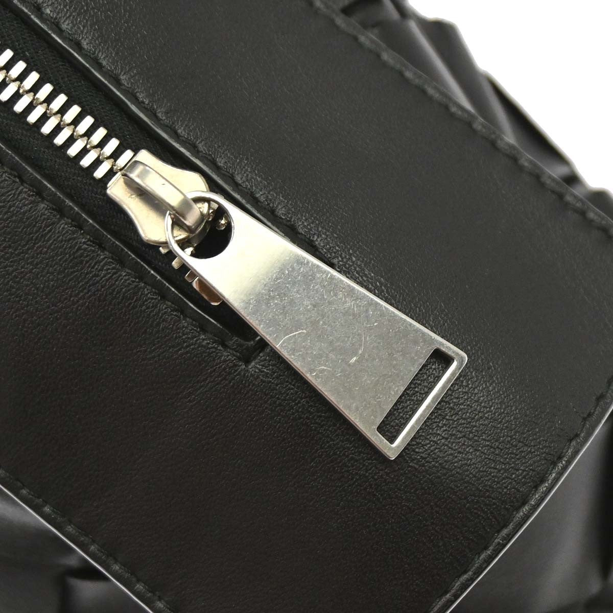Bottega Veneta Zip Clutch Leather with Intrecciato Snakeskin Detail, Black, Leather, Clutch