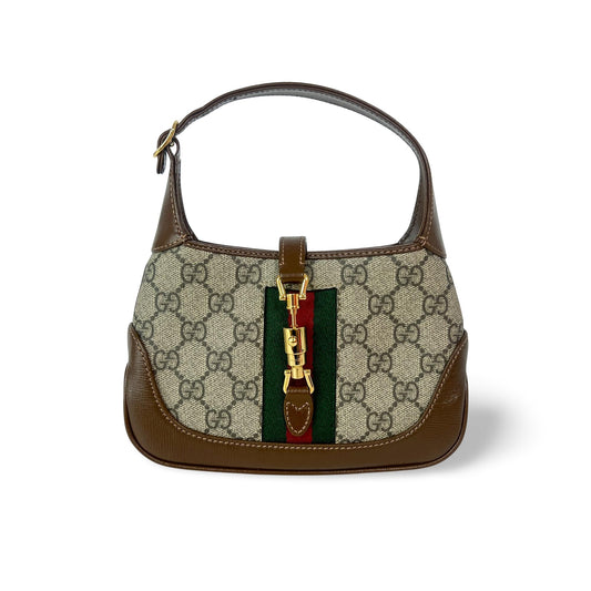 Gucci Jackie Hobo GG Canvas, Brown, Canvas, Shoulder Bag