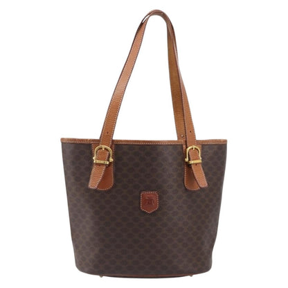 Celine Vintage Macadam Shopper Coated Canvas, Brown, Canvas, Tote Bag