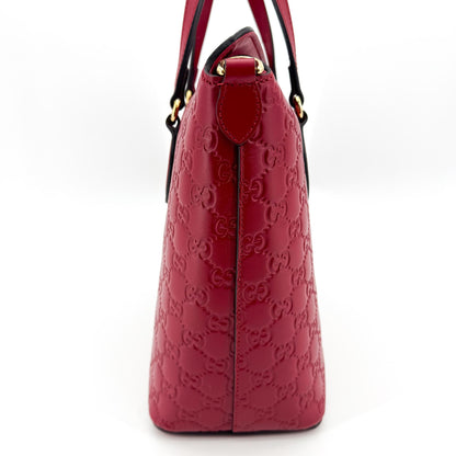 Gucci Signature Fold Over Guccissima Leather, Red, Leather, Tote Bag